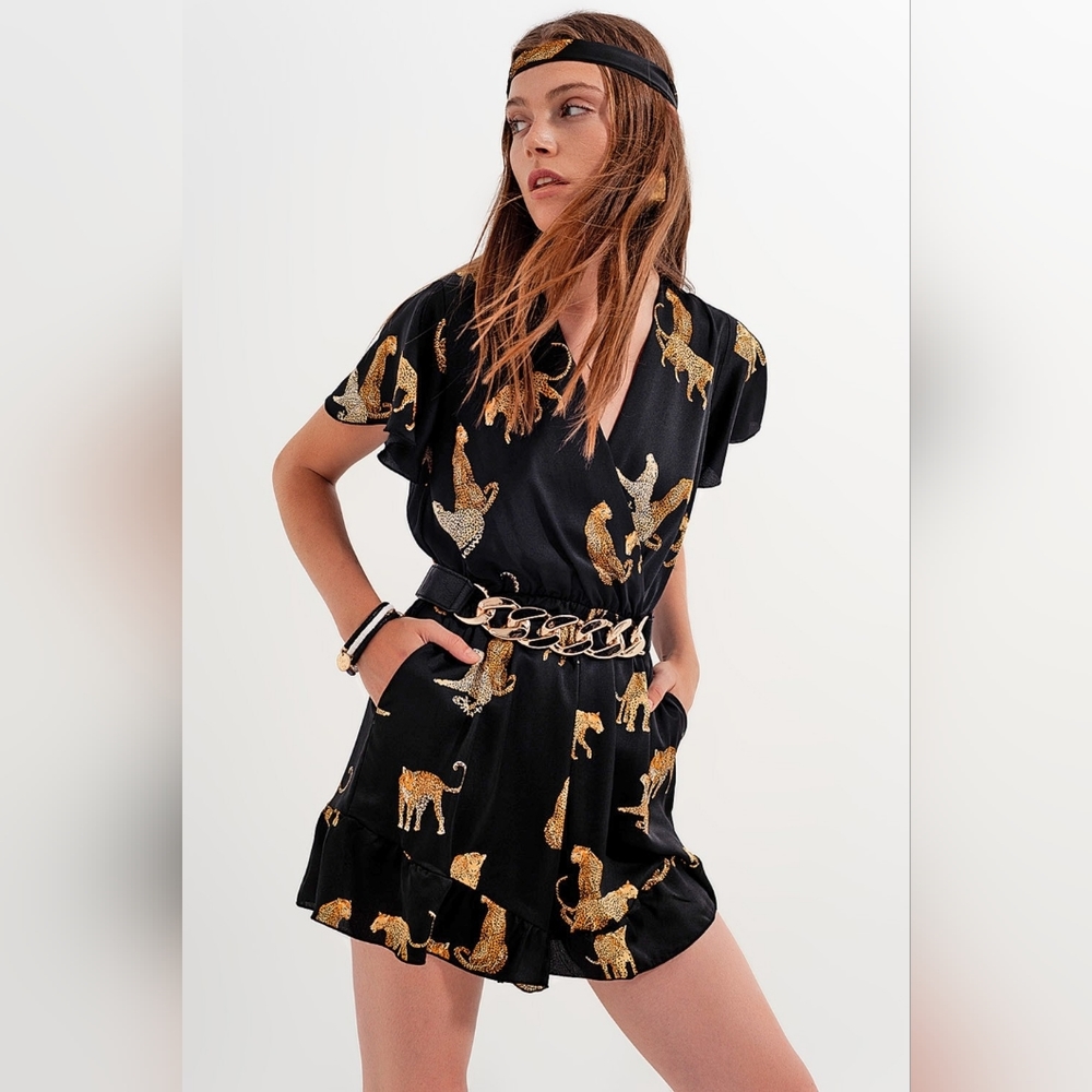 Leopard Print Romper. NWT. Size L.